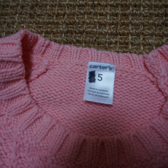 Girls Size 5 Carter's Pink Knit Sweater - Picture 2 of 3